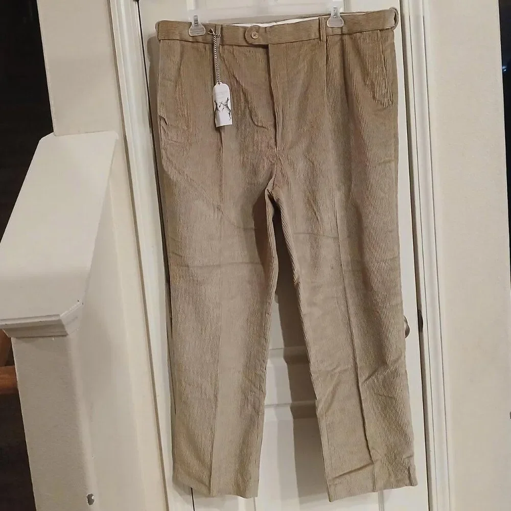 NWT Peter Christian Tan Corduroy Pants 46x31 Preppy Classic Quiet Luxury Basic